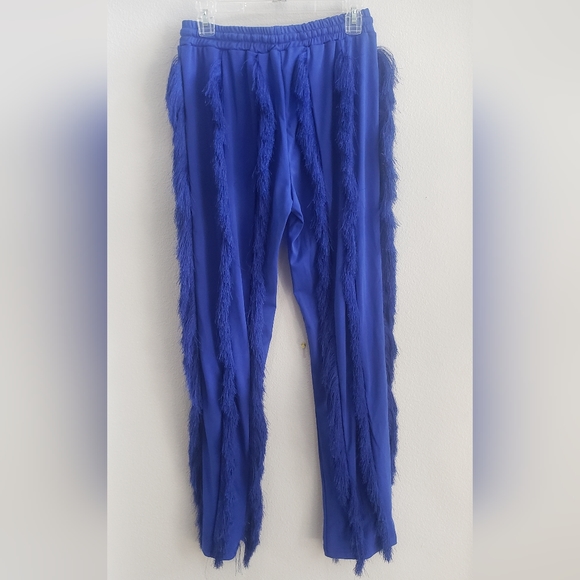 matching Cobalt blue fringed straight leg Pants and matching crop top size large - Picture 4 of 6